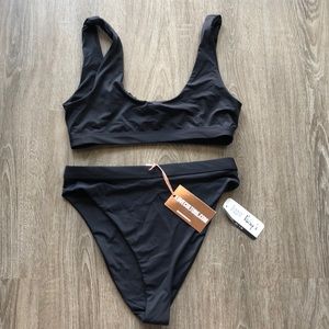 High Cut High Waisted Bikini Black